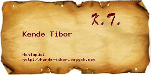 Kende Tibor névjegykártya